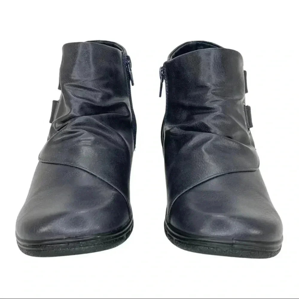 NWOB Easy Street Franny Navy Womens Ankle Boot Size 7.5N - Picture 4 of 12